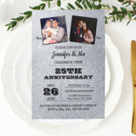 シルバーグリッター 25周年 結婚記念日 フォト 招待状