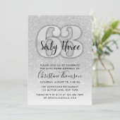 シルバーグリッター 63歳の誕生日招待状 招待状 (スタンド正面)