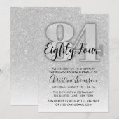 シルバーグリッター 84歳の誕生日招待状 招待状 (正面/裏面)