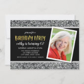 シルバーグリッターAny Ageフォト誕生日招待状 招待状 (正面)