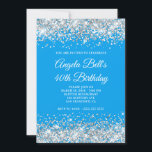 シルバーグリッターAzure 40th Birthday 招待状<br><div class="desc">40歳のエレガント誕生日を迎え、5時間365日の招待。紺色フェイクの青いカラーグラフィック画像に対して輝きを持つ銀無地の色のグリッター。このデザインのすべての光沢のある銀色の要素はモダンガーリーデジタルグラフィックスである。マルディ素晴らしグラのために、あるいは彼女のために仮装テーマの誕生日パーティーのために。</div>