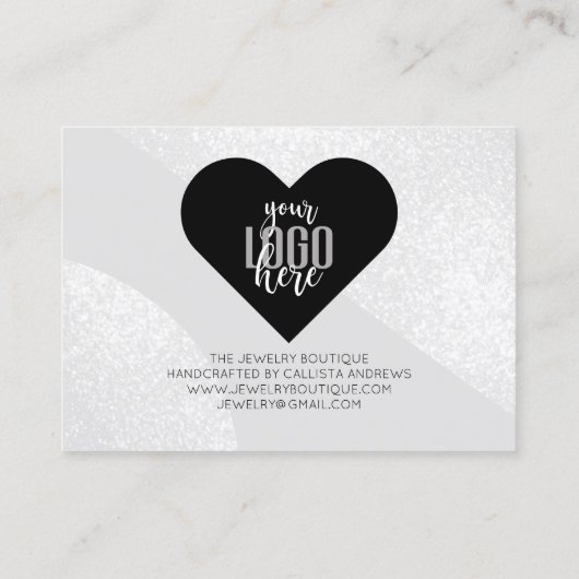 シルバーグリッターGeoハートロゴお客様ありがとう 名刺 (裏面)