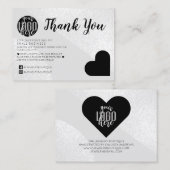 シルバーグリッターGeoハートロゴお客様ありがとう 名刺 (正面/裏面)