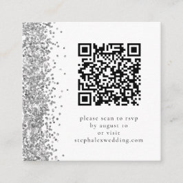 シルバーグリッターQRコード結婚RSVP エンクロージャーカード