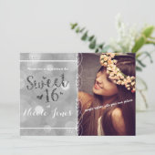シルバーグリッターSweet 16パーティー写真招待状 招待状 (スタンド正面)
