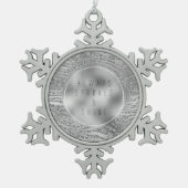 シルバーグリッツゼブラプリント スノーフレークピューターオーナメント (正面)