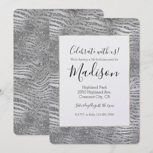 シルバーグリッツゼブラ柄 招待状 (正面/裏面)