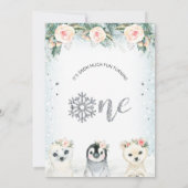 シルバーグリットラーワンウィンターアニマルズ1st誕生日 招待状 (裏面)