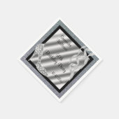 シルバーグリティスティレット&ストリーマー50誕生日 スタンダードカクテルナプキン (角)