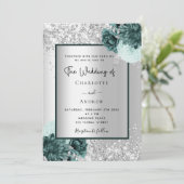 シルバーグリーンの花の結婚式 招待状 (スタンド正面)