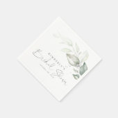 シルバーグリーンの葉のエレガントなブライダルシャワー スタンダードカクテルナプキン (角)