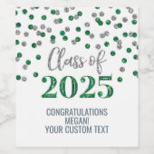 シルバーグリーングリッター2025年卒業 ワインラベル (シングルラベル)