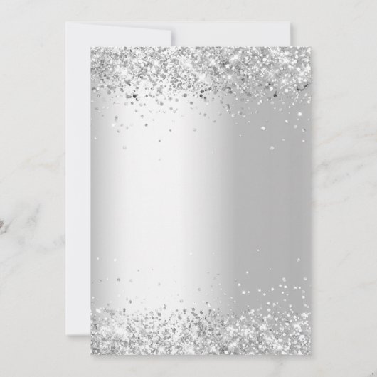 シルバーグリーンフローラエレガント誕生日 招待状 (裏面)