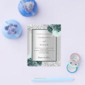 シルバーグリーンフローラ予算結婚式招待状 チラシ (シングル)