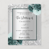 シルバーグリーンフローラ結婚式招待状 (正面)