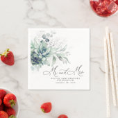 シルバーグリーンリーエレガントボホ結婚の多肉株 スタンダードカクテルナプキン (インサイチュ)