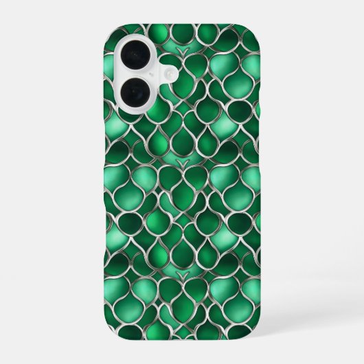 シルバーグリーン抽象芸術 iPhone 16ケース (裏面)