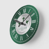 シルバーグリーン教会の感謝のアニバーギフト ラウンド壁時計 (傾斜)