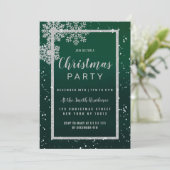 シルバーグリーン白い雪の結晶クリスマスパーティー 招待状 (スタンド正面)