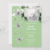 シルバーグリーン白エレガントバラブライダルシャワー 招待状 (裏面)