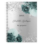 シルバーグリーン花模様グラマエレガントラス ノートブック (正面)