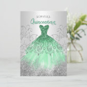 シルバーグリーン輝きのドレス キンセアニエラ キンセ 招待状 (スタンド正面)