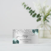 シルバーグリ結婚ーンのウェブサイトRSVP QRコード エンクロージャーカード (スタンド正面)