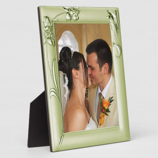 シルバーグリ結婚ーンの着色と花1 Add Photo フォトプラーク (側面)