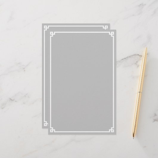 シルバーグレイとホワイトギリシャ鍵縁ど 便箋 (正面/裏面インサイチュ)