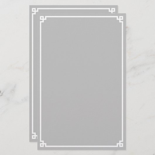 シルバーグレイとホワイトギリシャ鍵縁ど 便箋 (正面/裏面)