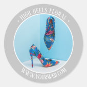 シルバーグレイのハイヒール フラワープロダクトプロモーション ラウンドシール (正面)