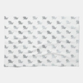 シルバーグレイのバニーフェイク背景箔グレー キッチンタオル (横)