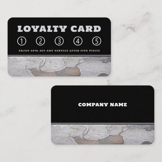 シルバーグレイの切れ目のある木材 ロイヤリティカード (正面/裏面)