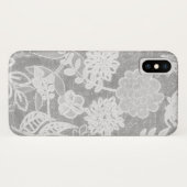 シルバーグレイの花柄デザイン Case-Mate iPhoneケース (裏面(横))