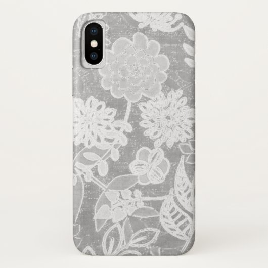 シルバーグレイの花柄デザイン Case-Mate iPhoneケース (裏面)