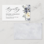 シルバーグレイアイボリーフローラウィンターウェディングレジストリ エンクロージャーカード (正面/裏面)