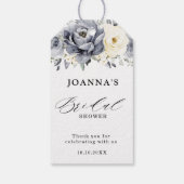シルバーグレイアイボリーフローラウィンターボホブライダルシャワー ギフトタグ (裏面)