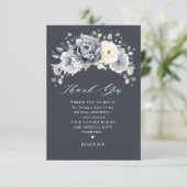シルバーグレイアイボリーフローラウィンターボホブライダルシャワー サンキューカード (スタンド正面)