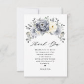 シルバーグレイアイボリーフローラウィンターボホブライダルシャワー サンキューカード (正面)