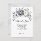 シルバーグレイアイボリーフローラウィンターボホブライダルシャワー サンキューカード (正面/裏面)