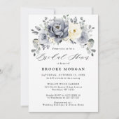 シルバーグレイアイボリーフローラウィンターボホブライダルシャワー 招待状 (正面)