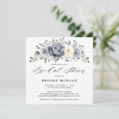 シルバーグレイアイボリーフローラウィンターボホブライダルシャワー 招待状 (スタンド正面)