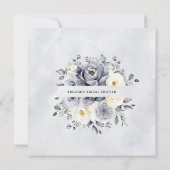 シルバーグレイアイボリーフローラウィンターボホブライダルシャワー 招待状 (裏面)