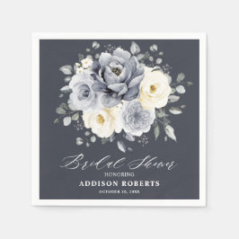 シルバーグレイアイボリーフローラボホアイボリーブライダルシャワー スタンダードカクテルナプキン
