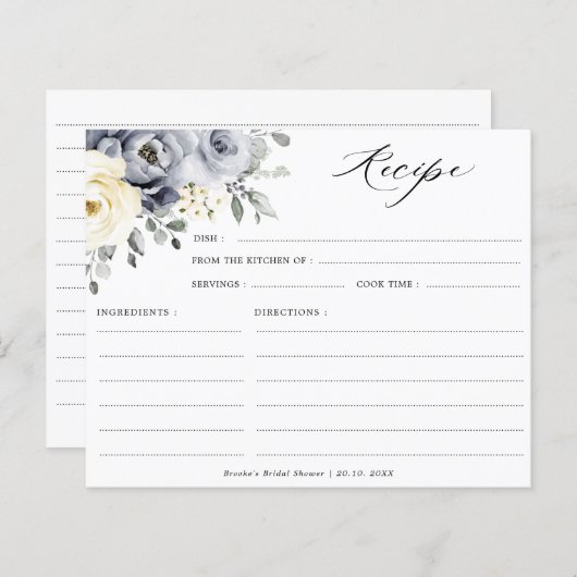 シルバーグレイアイボリーフローラボホブライダルシャワーレシピ (正面/裏面)
