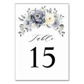 シルバーグレイアイボリーフローラ素朴ウィンター結婚ズ テーブルナンバー (裏面)