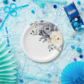 シルバーグレイアイボリーフローラ素朴ウィンター結婚ズ ペーパープレート (パーティー)