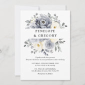 シルバーグレイアイボリーフローラ素朴ウィンター結婚ズ 招待状 (正面)