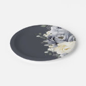 シルバーグレイアイボリーフローラ素朴ウィンター結婚ズPap ペーパープレート (アングル)