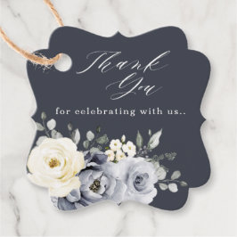 シルバーグレイアイボリーフローラ素朴冬結婚のFAV フェイバータグ